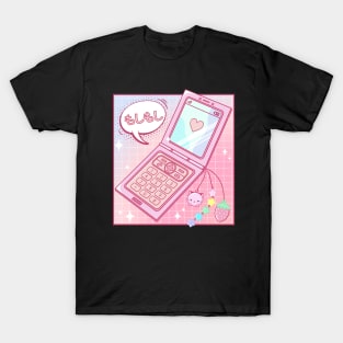 Retro 90s Japanese Kawaii Strawberry Keychain Y2K Flip Phone T-Shirt